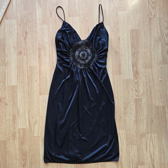 NWT Niki Livas 90s Y2K Crochet Ruched Dress 2 Fairy Grunge Whimsigoth Festival - Picture 7 of 12